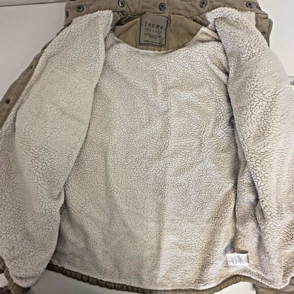 Jachs NY Men's Jacket Color Tan Size M Chore Utility Barn Coat Hood Snap Front - Picture 12 of 13